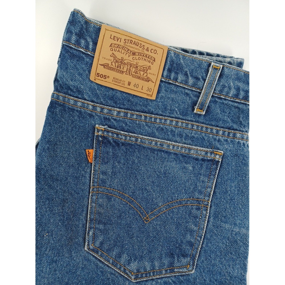 Vintage Levi Strauss & Co 505 Mens 40x30 Orange Tab Blue Denim Jeans